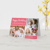 Happy Birthday Grandma Photo Collage Pink Card Kaart (Gele Bloem)