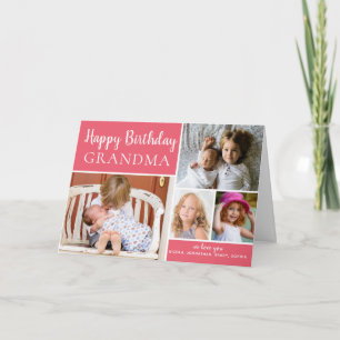 Happy Birthday Grandma Photo Collage Pink Card Kaart