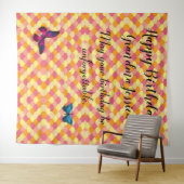 Happy Birthday Grandma Scallops Butterfly Pattern Wandkleed (In Situ (horizontaal))