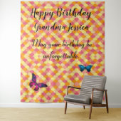 Happy Birthday Grandma Scallops Butterfly Pattern Wandkleed (In situ)