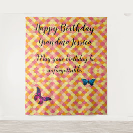 Happy Birthday Grandma Scallops Butterfly Pattern Wandkleed