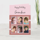 Happy Birthday Grandma voegt 6 foto's roze zalm to Kaart (Voorkant)