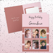 Happy Birthday Grandma voegt 6 foto's roze zalm to Kaart