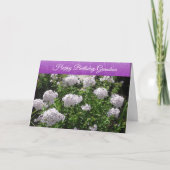 Happy Birthday Grandma White en Purple Flowers Kaart (Voorkant)