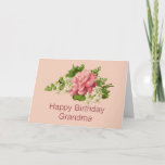Happy Birthday Grandma with Vintage Pink Peony Kaart<br><div class="desc">This pretty birthday card for Grandma has an elegant Victorian style bouquet of a large pink peony and delicate white jasmine. Grandma is sure to be delighted with such a simpelweg elegant old fashioned card. You can edit the inside text There are other items with this feminine pink peony. See...</div>