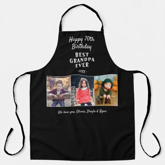 Happy Birthday Grandpa 3 Foto's Black Apron Schort (Voorkant)
