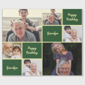 Happy Birthday Grandpa Custom Photo Collage  Cadeaupapier (Vlak)