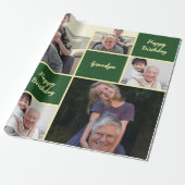 Happy Birthday Grandpa Custom Photo Collage  Cadeaupapier (Uitgerold)