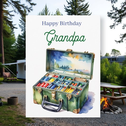 Happy Birthday Grandpa | Fishing Tackle Box Kaart