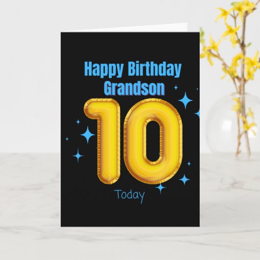 Happy Birthday Grandson - 10 Today Kaart (Gele Bloem)