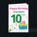 Happy Birthday Grandson - 10 Today Kaart<br><div class="desc">Een mooie kaart voor je kleinzoon op zijn tiende verjaardag.</div>
