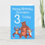 Happy Birthday Grandson - 3 Vandaag Kaart<br><div class="desc">Een schattige verjaardagskaart voor je kleinzoon op zijn speciale derde verjaardag.</div>