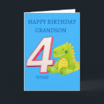 Happy Birthday Grandson - 4 Vandaag Kaart<br><div class="desc">Een schattige verjaardagskaart voor je kleinzoon op zijn speciale vierde verjaardag.</div>
