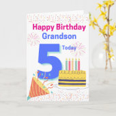 Happy Birthday Grandson - 5 Vandaag Kaart (Gele Bloem)