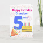 Happy Birthday Grandson - 5 Vandaag Kaart<br><div class="desc">Een schattige vijfde verjaardagskaart voor je kleinzoon op zijn speciale dag.</div>