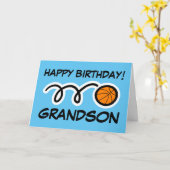 Happy Birthday Grandson atletic basketball Sport Kaart (Gele Bloem)