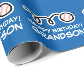 Happy Birthday Grandson baseball wrappapier Cadeaupapier (Rol Hoek)