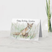 Happy Birthday Grandson Desert Gray Fox Kaart (Voorkant)
