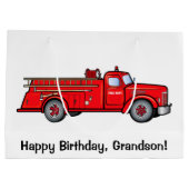 Happy Birthday Grandson met Classic Fire Engine Groot Cadeauzakje (Achterkant)