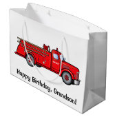 Happy Birthday Grandson met Classic Fire Engine Groot Cadeauzakje (Achterkant Gekanteld)