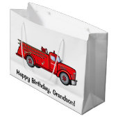 Happy Birthday Grandson met Classic Fire Engine Groot Cadeauzakje (Voorkant Gekanteld)