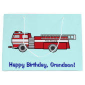 Happy Birthday Grandson met Fire Engine Groot Cadeauzakje (Voorkant)