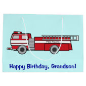 Happy Birthday Grandson met Fire Engine Groot Cadeauzakje (Achterkant)