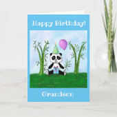 Happy Birthday Grandson Panda Party Kaart (Voorkant)