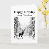 Happy Birthday Grandson  Stag, Deer Kaart (Gele Bloem)