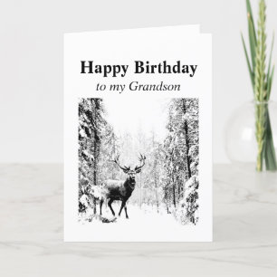 Happy Birthday Grandson  Stag, Deer Kaart