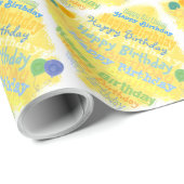 Happy Birthday Graphic (geel) Cadeaupapier (Rol Hoek)