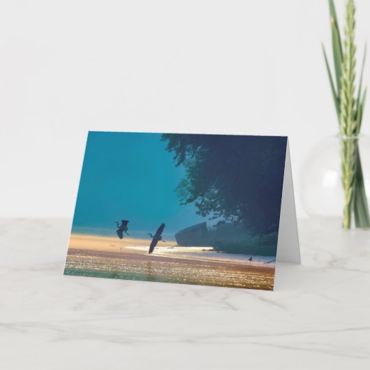 Happy Birthday - Great Blue Herons: vlucht Kaart (Voorkant)