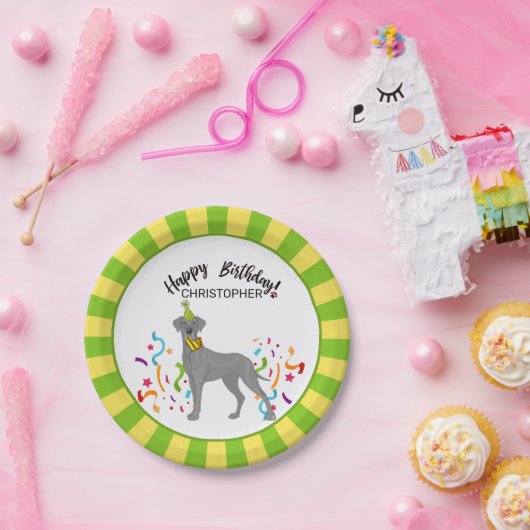 Happy Birthday Great Dane Dog Party Papieren Bordje (Feest)