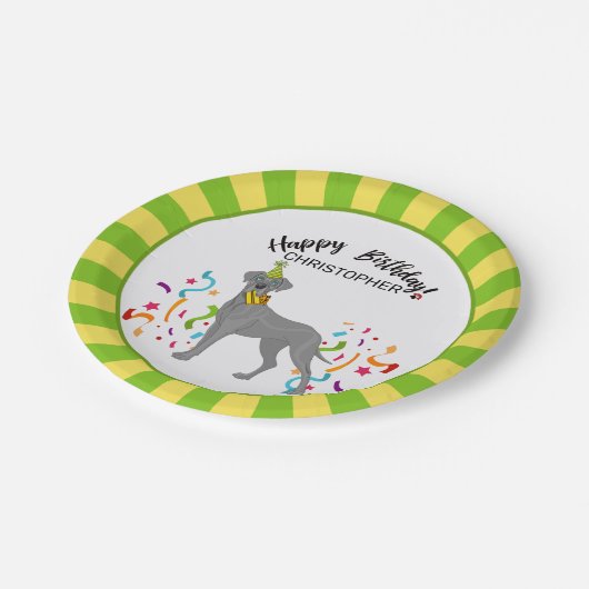 Happy Birthday Great Dane Dog Party Papieren Bordje (Gekanteld)