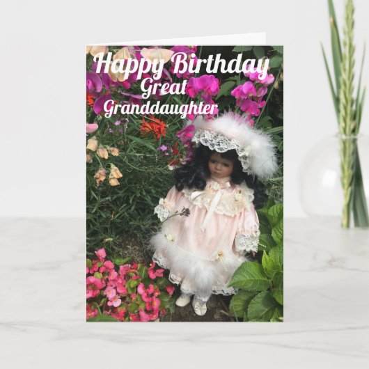 Happy Birthday great granddaughter Black doll Card Kaart (Voorkant)