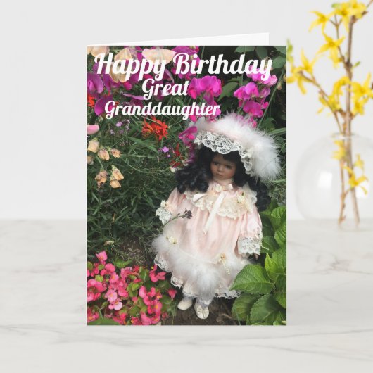 Happy Birthday great granddaughter Black doll Card Kaart (Gele Bloem)