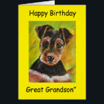 Happy Birthday Great Grandson<br><div class="desc">Het schilderen van een schattige kleine doodskist met een gele grens en de boodschap "Happy Birthday Great Grandson".</div>