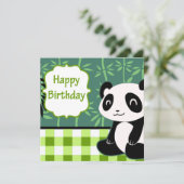 Happy Birthday Green Bamboo Panda Kaart (Staand voorkant)