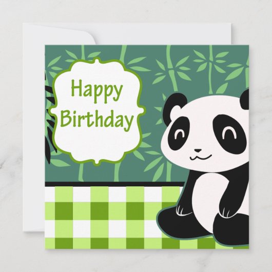 Happy Birthday Green Bamboo Panda Kaart (Voorkant)