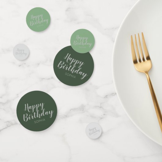 Happy Birthday green elegant modern klassiek Confetti (Groep)