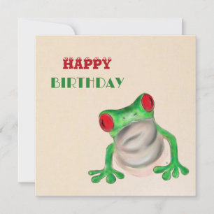 Happy Birthday Green Frog Greeting Kaart
