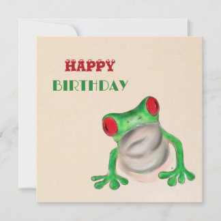 Happy Birthday Green Frog Greeting Kaart