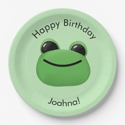 Happy Birthday Green Frog Party Bord (Voorkant)