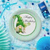 Happy Birthday Green Margarita Gnome Papieren Bordje (Feest)