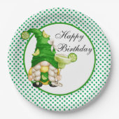 Happy Birthday Green Margarita Gnome Papieren Bordje (Voorkant)