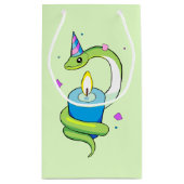 Happy Birthday Green Party Snake Drake Gift Bag Klein Cadeauzakje (Achterkant)