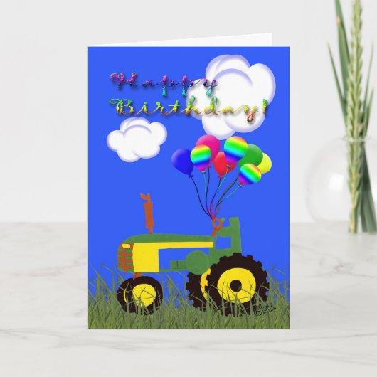 Happy Birthday Green Tractor Kaart (Voorkant)
