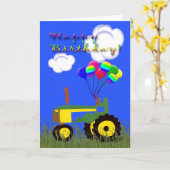 Happy Birthday Green Tractor Kaart (Gele Bloem)
