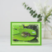 Happy Birthday Greeting - Bullfrog op Lily Pad Briefkaart (Staand voorkant)