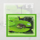 Happy Birthday Greeting - Bullfrog op Lily Pad Briefkaart (Voorkant / Achterkant)